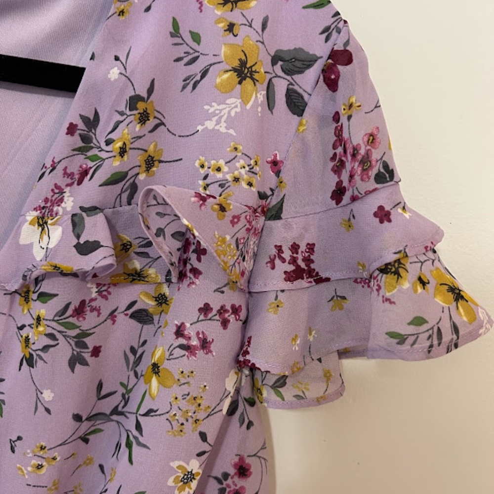 Perceptions Lavender Floral Midi Dress - Picture 3 of 8